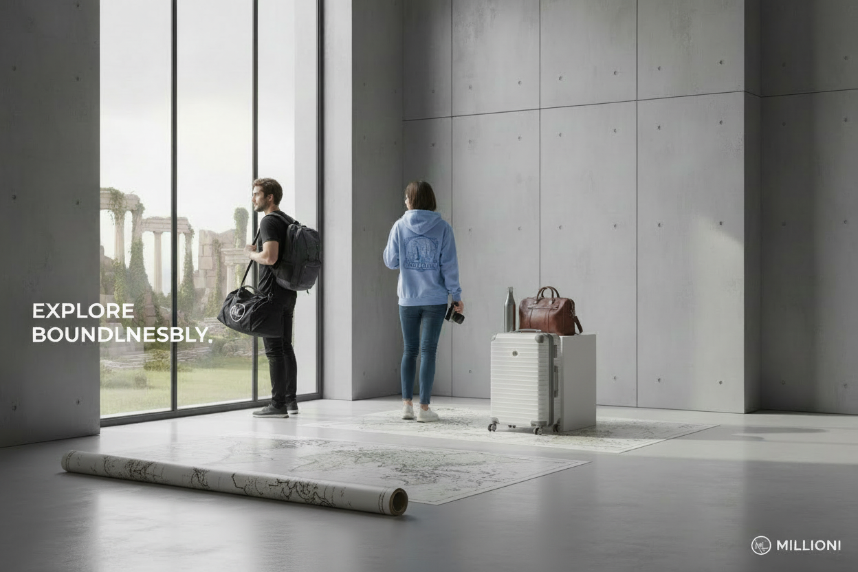 Brand Statement Banner with Sports Bag and Suitcase